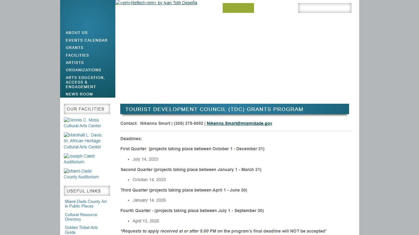 Tourist Development Council (TDC) Grants Program Miami-Dade County Department of Cultural Affairs